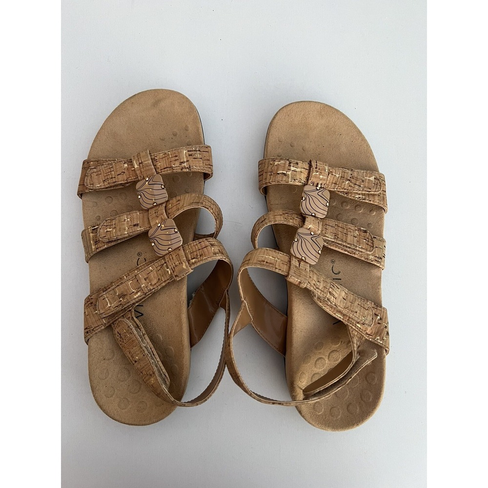 VIONIC WOMENS SANDALS 44AMBER SIZE 8 TAN ADJUSTABLE HOOK & LOOP PODIATRIST DESIG - Picture 6 of 6